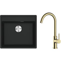Set évier en granit Franke Maris 114.0661.761, mitigeur de cuisine Oltens Skafta 35206800