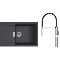 Set mitigeur de cuisine Oltens Borga 35207100, évier Tectonite Franke Sirius 2.0 143.0618.577