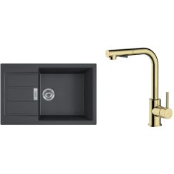 Set mitigeur de cuisine Oltens Myvat 35205800, évier Tectonite Franke Sirius 2.0 143.0618.577