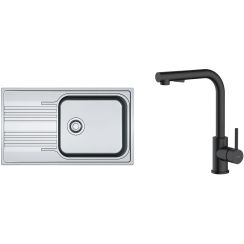 Set mitigeur de cuisine Oltens Myvat 35205300, évier en acier inoxydable Franke Smart 101.0368.324