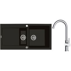 Set évier en granit Oltens Gravan 72300300, mitigeur de cuisine Oltens Skafta 35206100