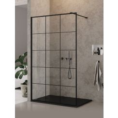 New Trendy New Modus Black paroi de douche walk-in 80 cm noir mat/verre à motif EXK-5546