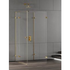 New Trendy Eventa Gold Shine cabine de douche 90x90 cm carrée doré brillant/verre transparent EXK-4824