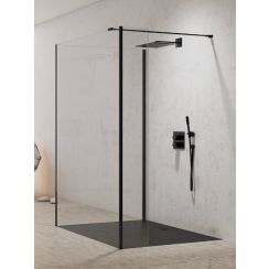 New Trendy New Modus Black ścianka prysznicowa walk-in 130 cm czarny mat/szkło przezroczyste EXK-5594
