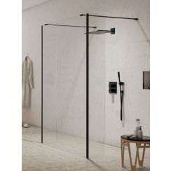 New Trendy New Modus Black ścianka prysznicowa walk-in 130 cm czarny mat/szkło przezroczyste EXK-5609