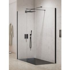 New Trendy New Modus Black kabina prysznicowa walk-in 130x80 cm prostokątna czarny mat/szkło przezroczyste EXK-5627