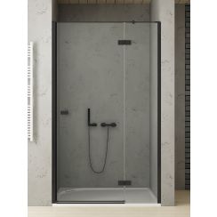 New Trendy Reflexa Black porte de douche 80 cm à ouverture basculante noir mat/verre transparent EXK-4899