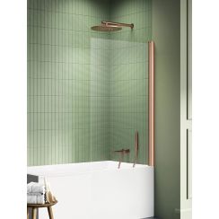 New Trendy New Soleo Copper Brushed paroi de baignoire 80 cm monobloc cuivre brossé/verre transparent P-0130