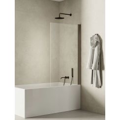 New Trendy New Soleo Gunmetal Brushed paroi de baignoire 80 cm monobloc brossé/verre transparent P-0148