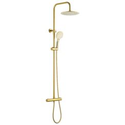 Invena Gold ensemble de douche mural avec thermostat oui doré AU-16-009