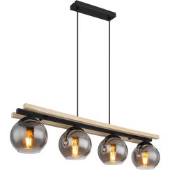Globo Lighting Conni lampe suspendue 4x25 W noir-fumé-bois 15569-4H