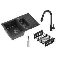 Quadron Comfort 156 évier avec mitigeur et accessoires noir/noire HCQP57850CZK_3673500BLM