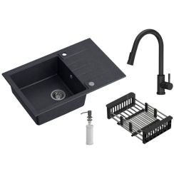 Quadron Comfort 111 évier avec mitigeur et accessoires noir/noire HCQP7850CZK_3673500BLM