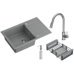 Quadron Comfort 111 évier avec mitigeur et accessoires gris/acier HCQP7850SZK_3673500BS