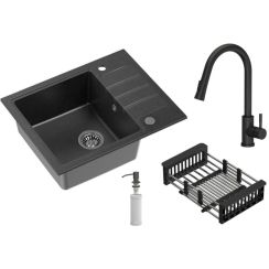 Quadron Comfort 116 évier avec mitigeur et accessoires noir/noire HCQP6250CZK_3673500BLM