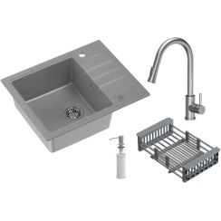 Quadron Comfort 116 évier avec mitigeur et accessoires gris/acier HCQP6250SZK_3673500BS