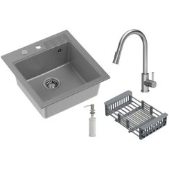 Quadron Comfort 110 évier avec mitigeur et accessoires gris/acier HCQP5052SZK_3673500BS
