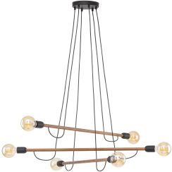 TK Lighting Helix lampe suspendue 6x15 W noir-bois 4950