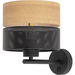 TK Lighting Nicol applique murale 1x15 W noir-bois 6539