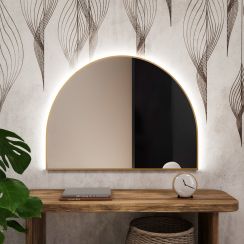 Baltica Design Tiny Border Semi Round miroir 80x60 cm avec éclairage doré 5904107928517
