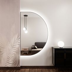 Baltica Design Tiny Border Semi Round miroir 150x95 cm avec éclairage noir 5904107927305
