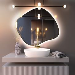 Baltica Design Bright Stain III miroir 70x60 cm avec éclairage doré 5904107920542