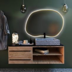 Baltica Design Bright Stain II miroir 70x50 cm avec éclairage doré 5904107919829