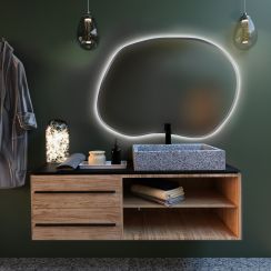Baltica Design Bright Stain II miroir 80x57 cm avec éclairage argenté 5904107919676