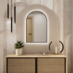 Baltica Design Tiny Border Pastille Cut miroir 60x120 cm avec éclairage noir 5904107929507