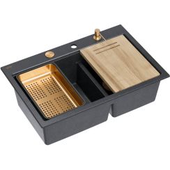 Quadron Marc 120 évier graniteq 76x50 cm noir HQC7650U8_PVDC1