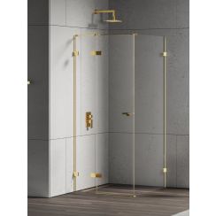 New Trendy Eventa Gold Shine cabine de douche 110x80 cm rectangulaire doré brillant/verre transparent EXK-4708