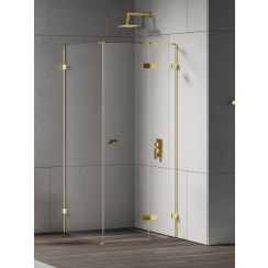 New Trendy Eventa Gold Shine cabine de douche 80x70 cm rectangulaire doré brillant/verre transparent EXK-4719