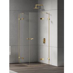 New Trendy Eventa Gold Shine cabine de douche 110x80 cm rectangulaire doré brillant/verre transparent EXK-4764
