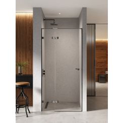 New Trendy Eventa Black Chrome porte de douche 80 cm à ouverture basculante noir brillant/verre transparent EXK-6127