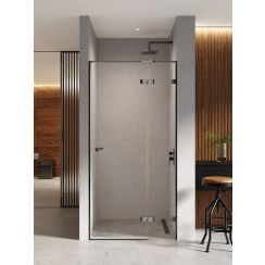 New Trendy Eventa Black Chrome porte de douche 120 cm à ouverture basculante noir brillant/verre transparent EXK-6136