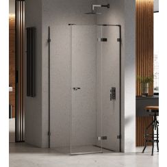 New Trendy Eventa Black Chrome cabine de douche 110x100 cm rectangulaire noir brillant/verre transparent EXK-6191