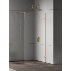 New Trendy Eventa Gold Shine ścianka prysznicowa walk-in 130 cm złoty połysk/szkło przezroczyste EXK-4844