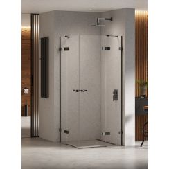 New Trendy Eventa Black Chrome cabine de douche 100x100 cm carrée noir brillant/verre transparent EXK-6217