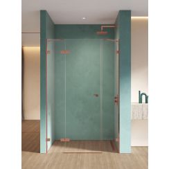New Trendy Eventa Copper Shine porte de douche 130 cm à ouverture basculante cuivre brillant/verre transparent EXK-6364