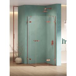 New Trendy Eventa Copper Shine cabine de douche 90x80 cm rectangulaire cuivre brillant/verre transparent EXK-6435