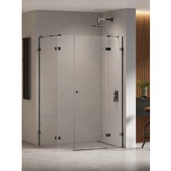 New Trendy Eventa Black Chrome cabine de douche 110x90 cm rectangulaire noir brillant/verre transparent EXK-6237