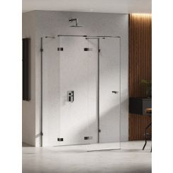 New Trendy Eventa Black Chrome cabine de douche 90x80 cm rectangulaire noir brillant/verre transparent EXK-6254