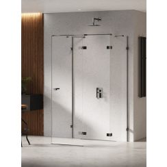 New Trendy Eventa Black Chrome cabine de douche 100x80 cm rectangulaire noir brillant/verre transparent EXK-6253