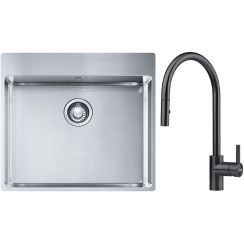 Set évier en acier inoxydable Franke Box 127.0369.295, mitigeur de cuisine Franke Eos 115.0613.671