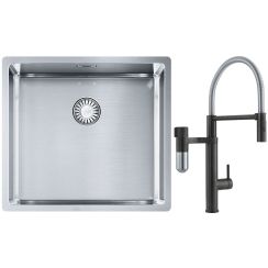 Set mitigeur de cuisine Franke Vital Semi-Pro 120.0621.313, évier en acier inoxydable Franke Box 127.0453.655