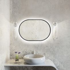 Baltica Design Tiny Border Pastille miroir 60x140 cm ovale avec éclairage noir 5904107926155