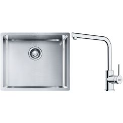 Set évier en acier inoxydable Franke Box 127.0453.656, mitigeur de cuisine Franke Lina 115.0712.420