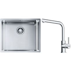 Set évier en acier inoxydable Franke Box 127.0453.656, mitigeur de cuisine Franke Lina 115.0693.230
