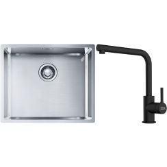 Set évier en acier inoxydable Franke Box 127.0453.656, mitigeur de cuisine Franke Lina 115.0712.435