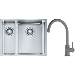 Set évier en acier inoxydable Franke Box 127.0369.916, mitigeur de cuisine Franke Lina 115.0626.022